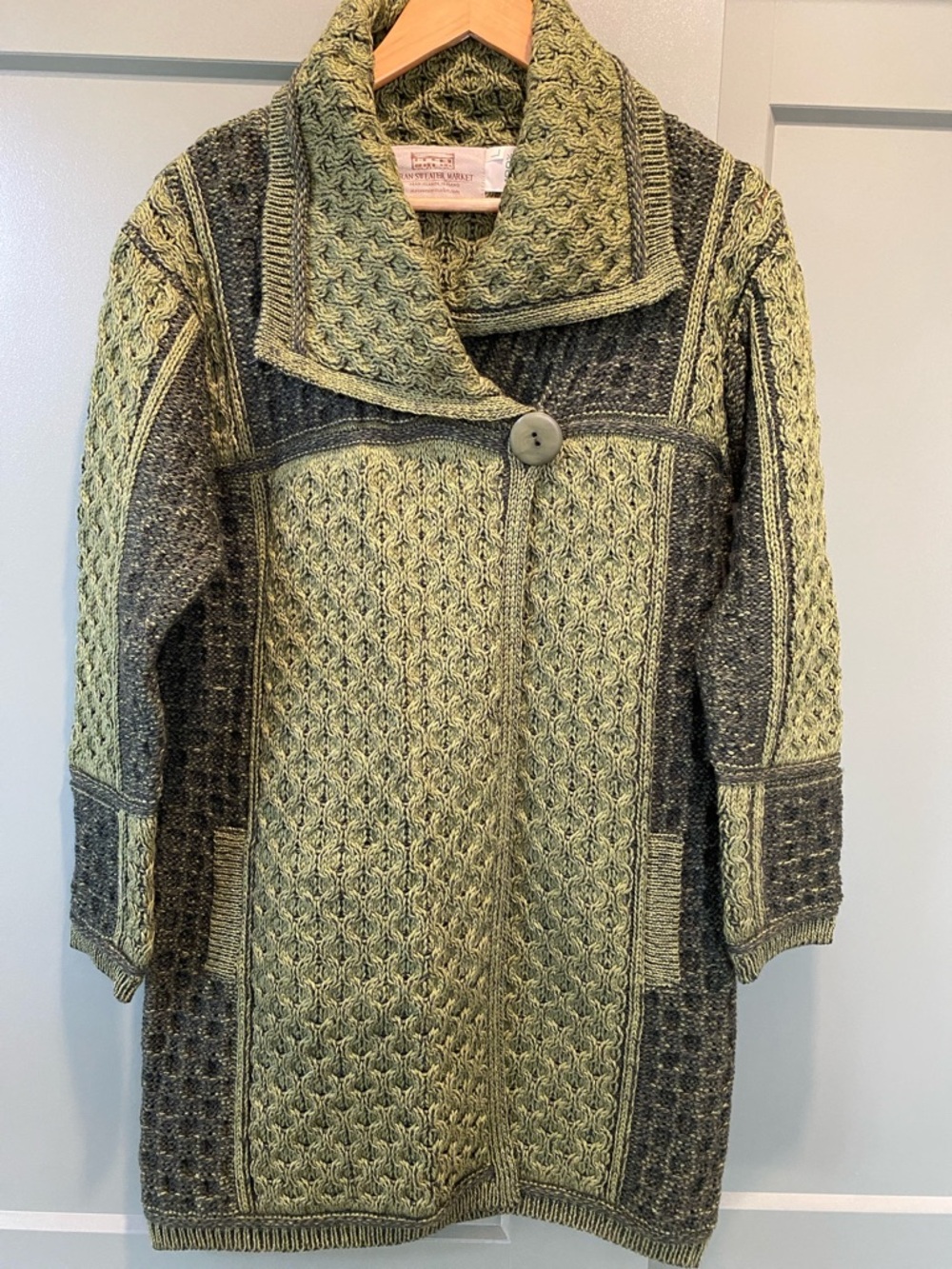 Aran Sweater Market Green Cable Knit Sweater - L